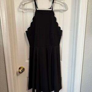 Black scallop skater dress
